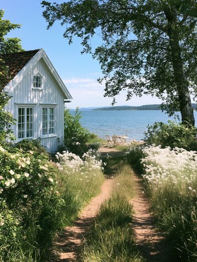 Lakeside Cottage Nature Poster. poster