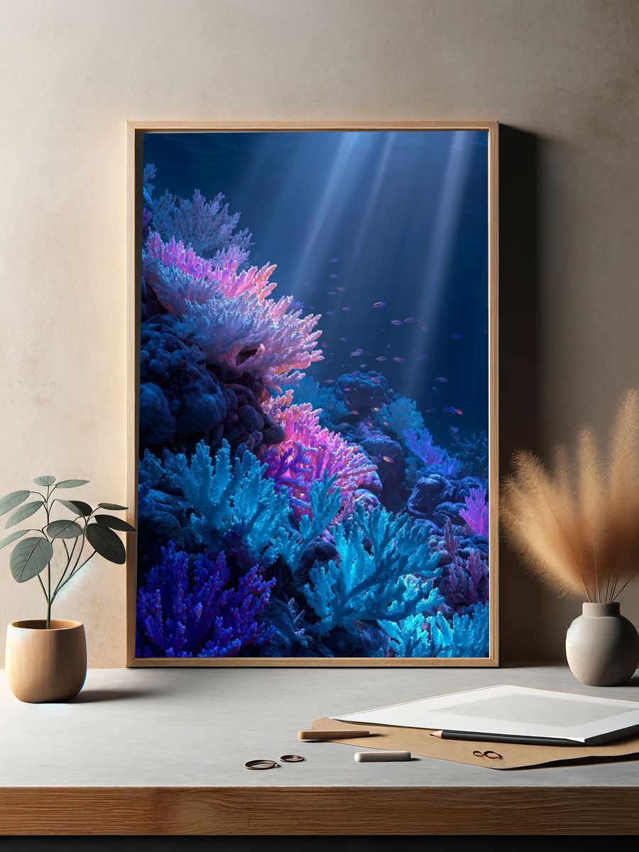 Neon Coral Reef Poster. — room view 2