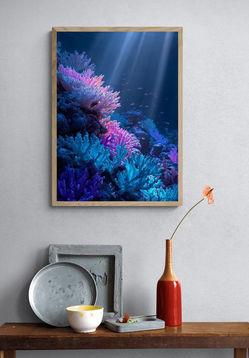Neon Coral Reef Poster. — room view 3