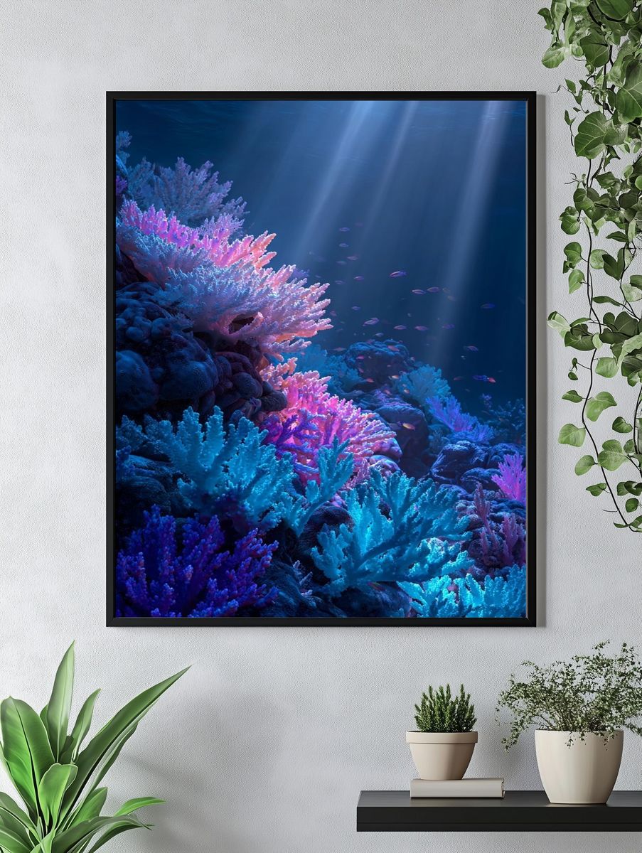 Neon Coral Reef Poster. — room view 4