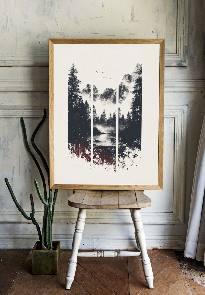 Mountain River Landscape Poster room preview