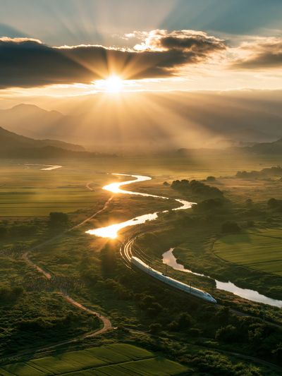 Sunrise Over River Valley Poster.