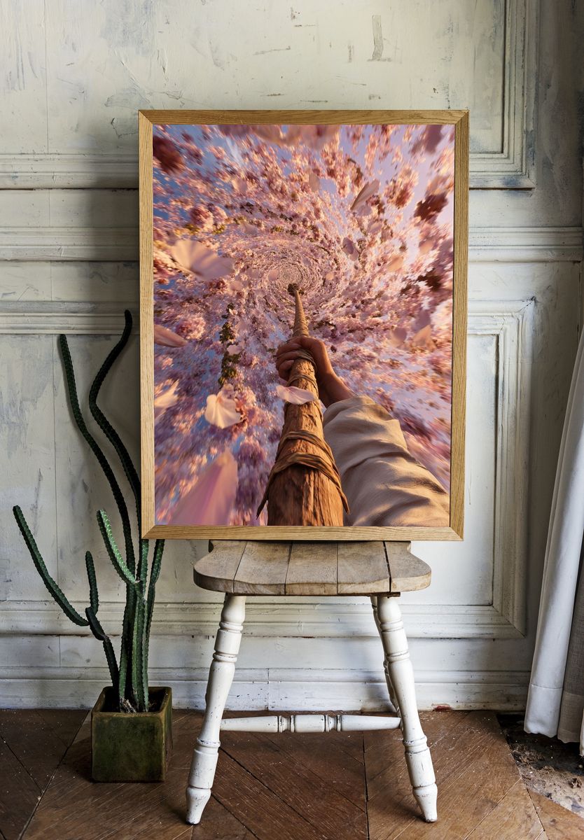 Cherry Blossom Spiral Poster. room preview