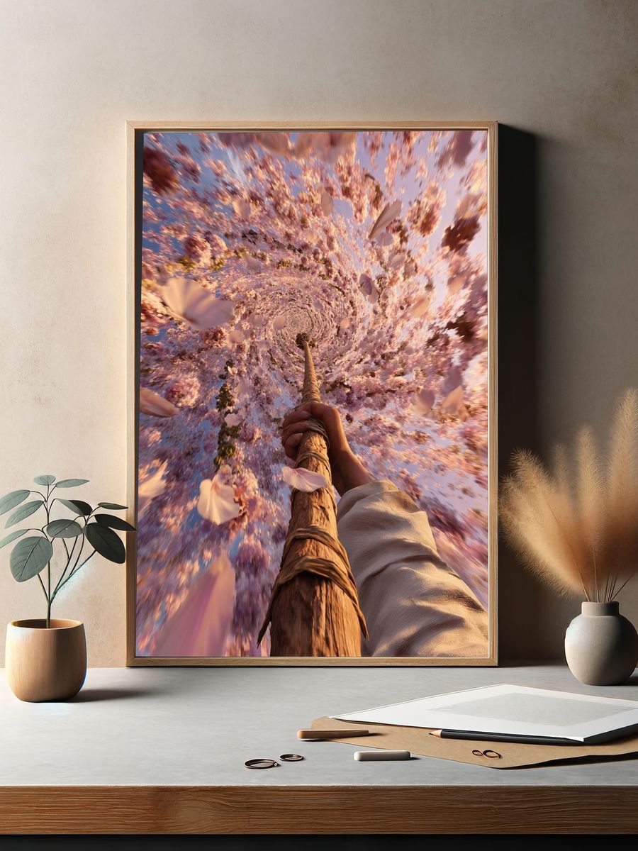 Cherry Blossom Spiral Poster. — room view 2