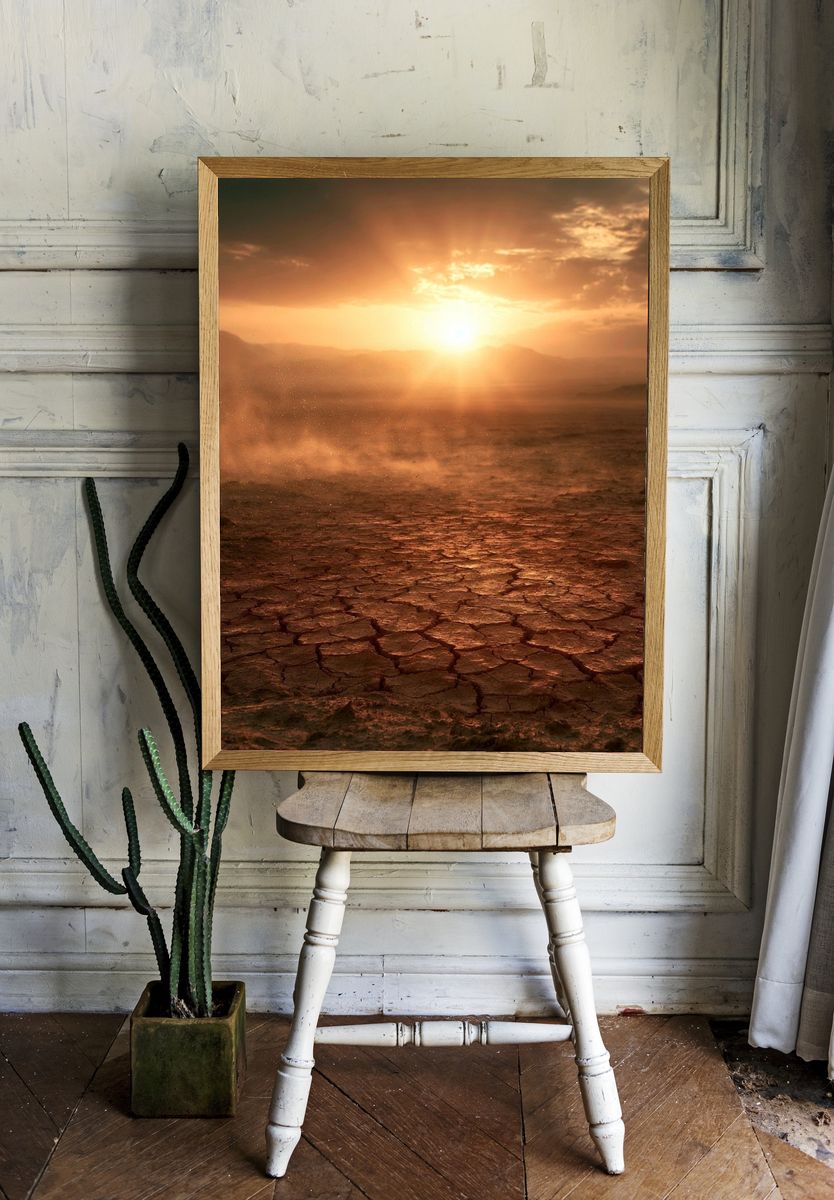 Desert Sunrise Landscape Print. room preview