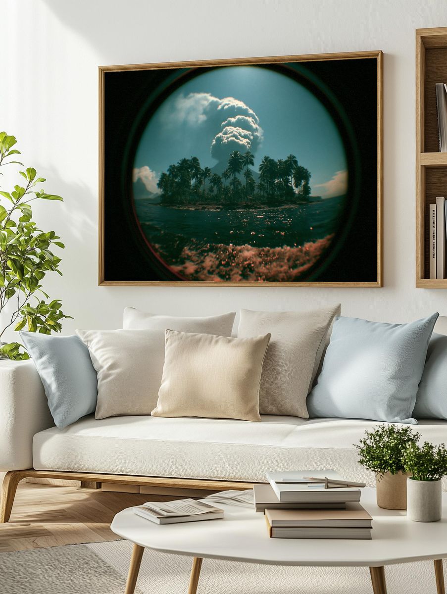 Volcanic Island Cloudscape Poster. — room view 2