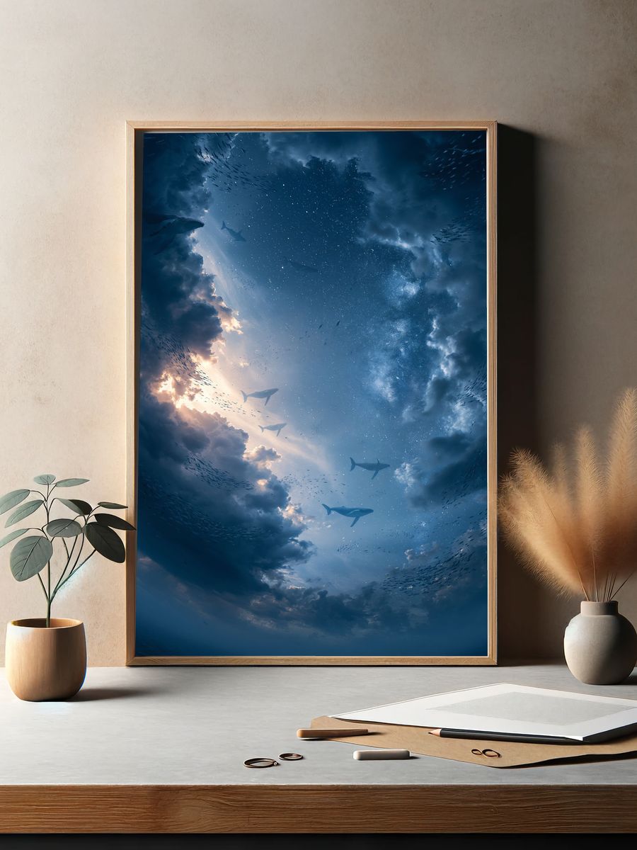 Whale Sky Dreamscape Print. — room view 2