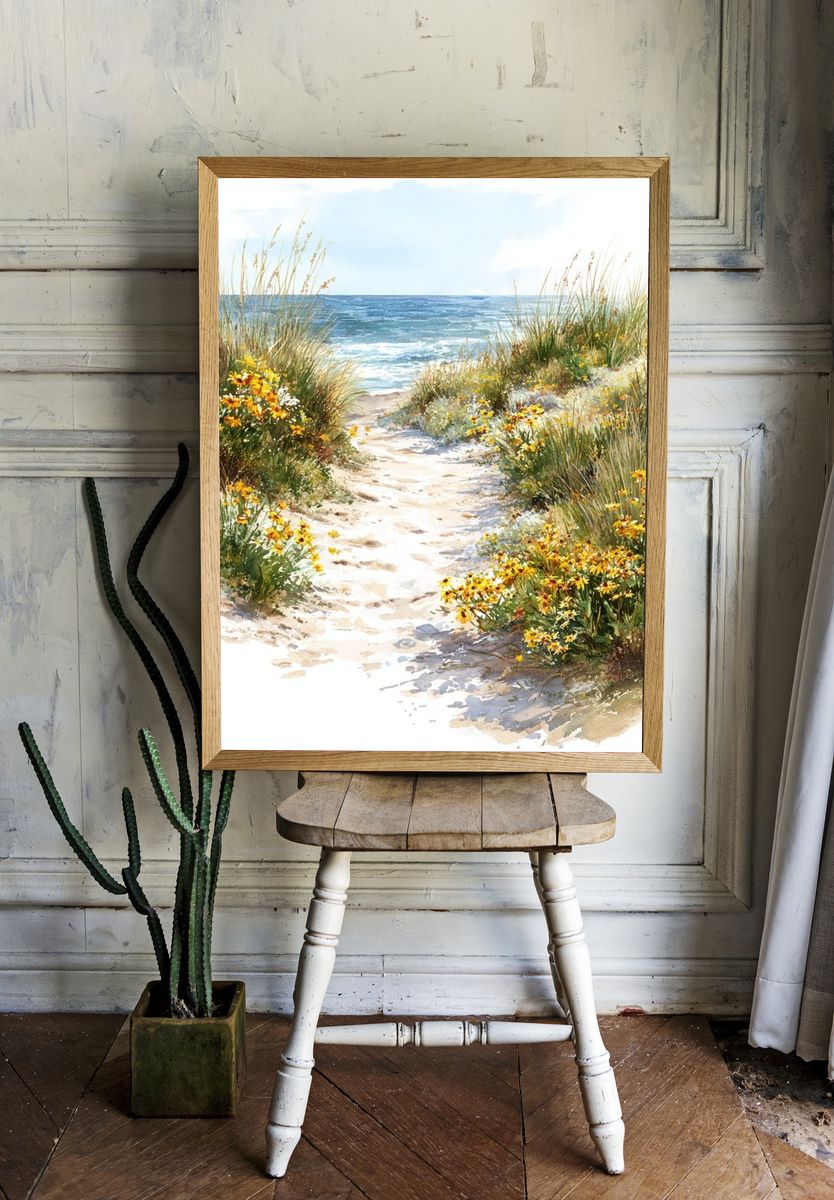 Seaside Dune Path Watercolor Poster room preview