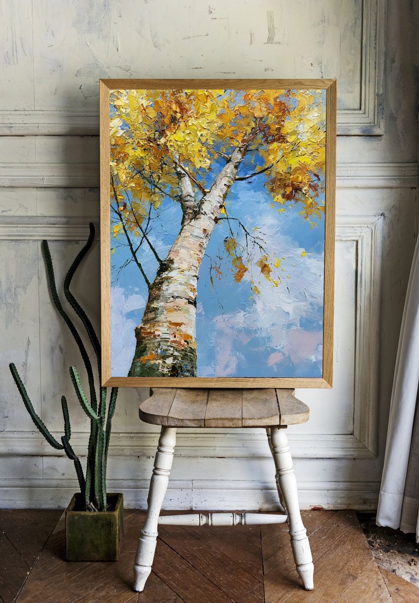 Autumn Birch Tree Painting Poster. — room view 1
