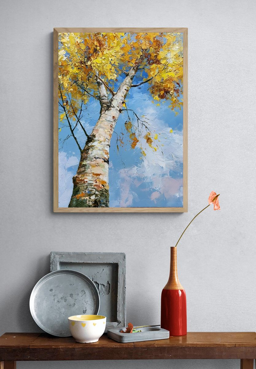 Autumn Birch Tree Painting Poster. — room view 3