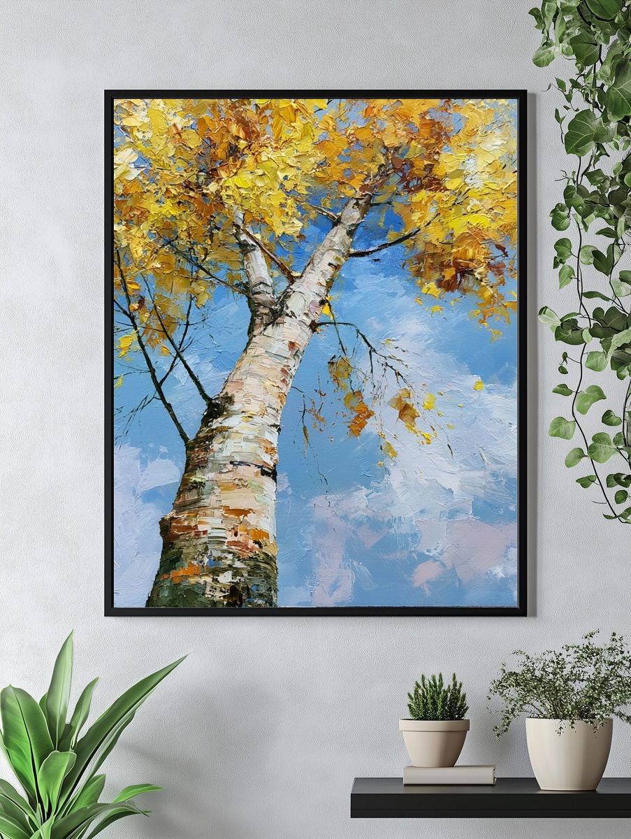 Autumn Birch Tree Painting Poster. — room view 4
