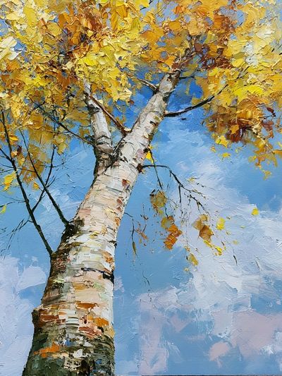 Autumn Birch Tree Painting Poster. poster