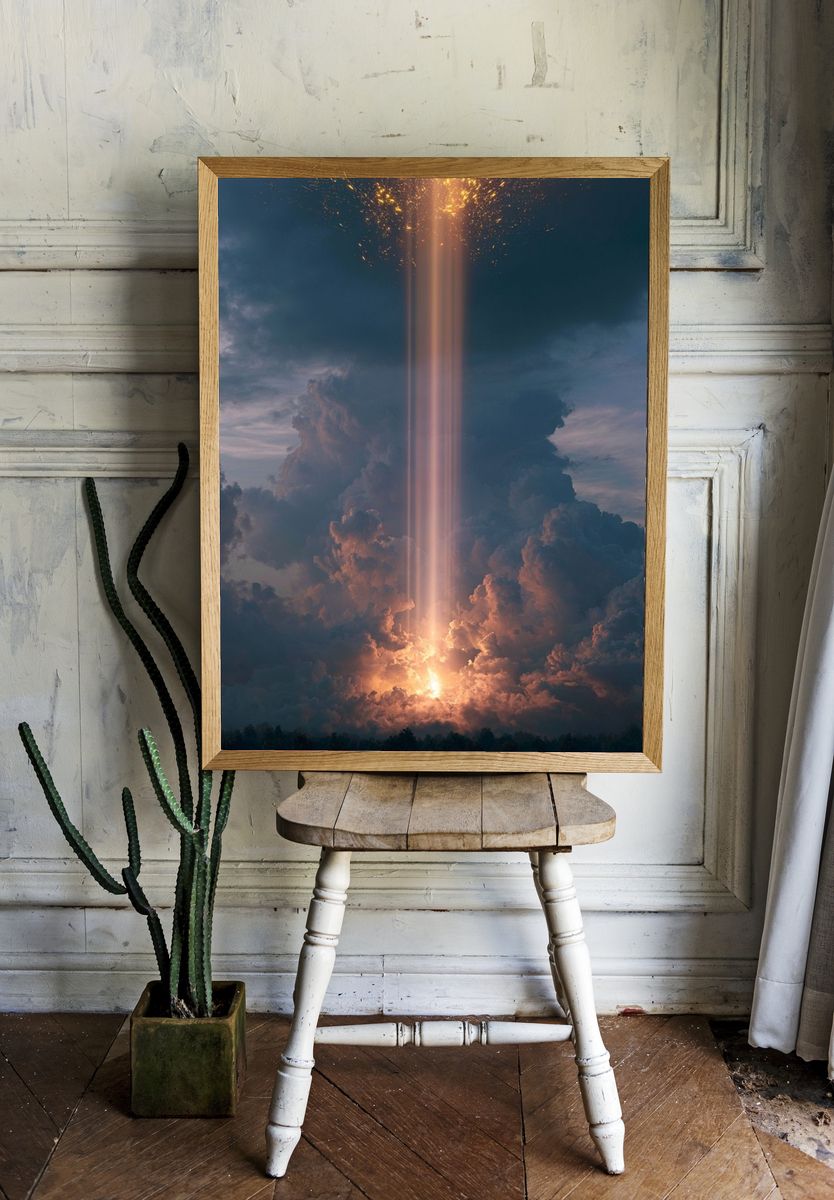 Celestial Light Beam Poster. — room view 1