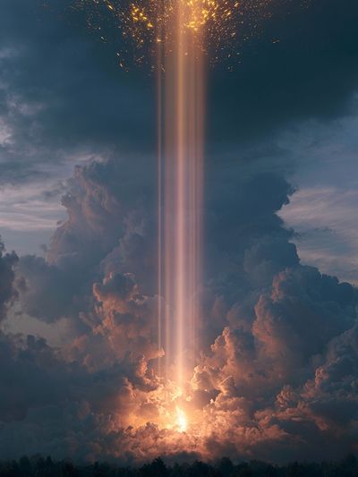 Celestial Light Beam Poster.