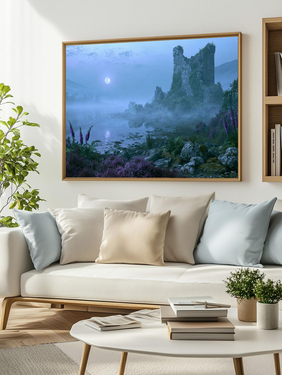 Moonlit Ruins Landscape Print. — room view 2