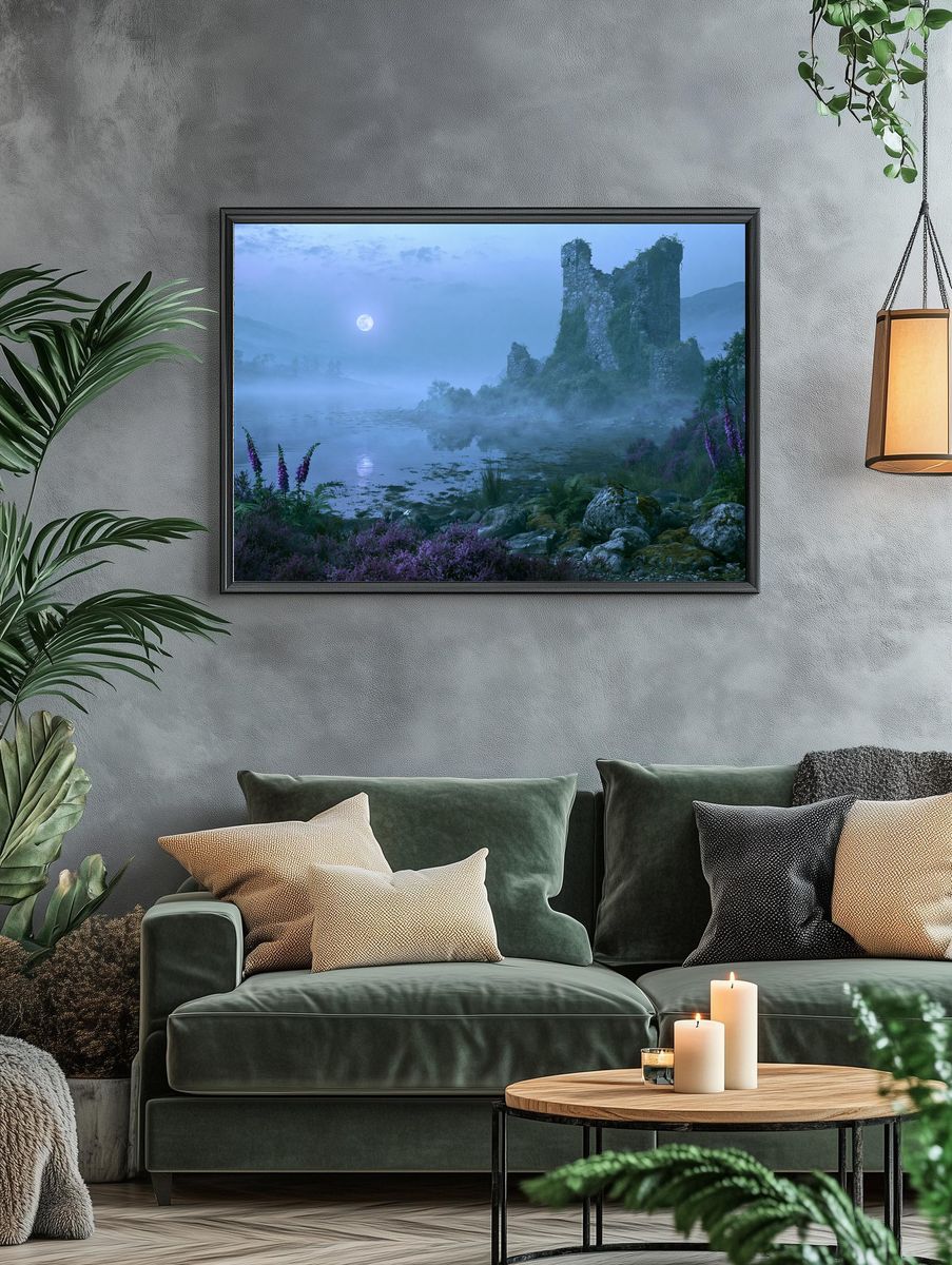 Moonlit Ruins Landscape Print. — room view 4
