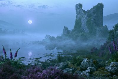 Moonlit Ruins Landscape Print.
