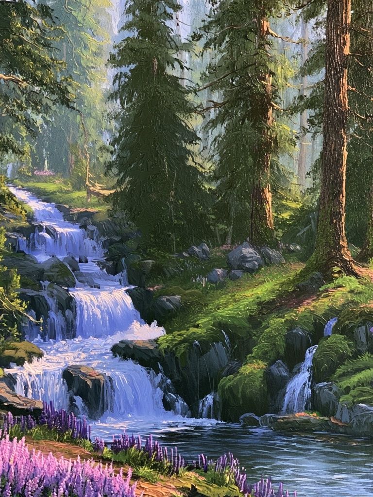 Enchanted Forest Waterfall Print. poster — nature art