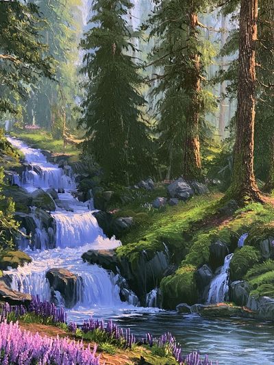 Enchanted Forest Waterfall Print.