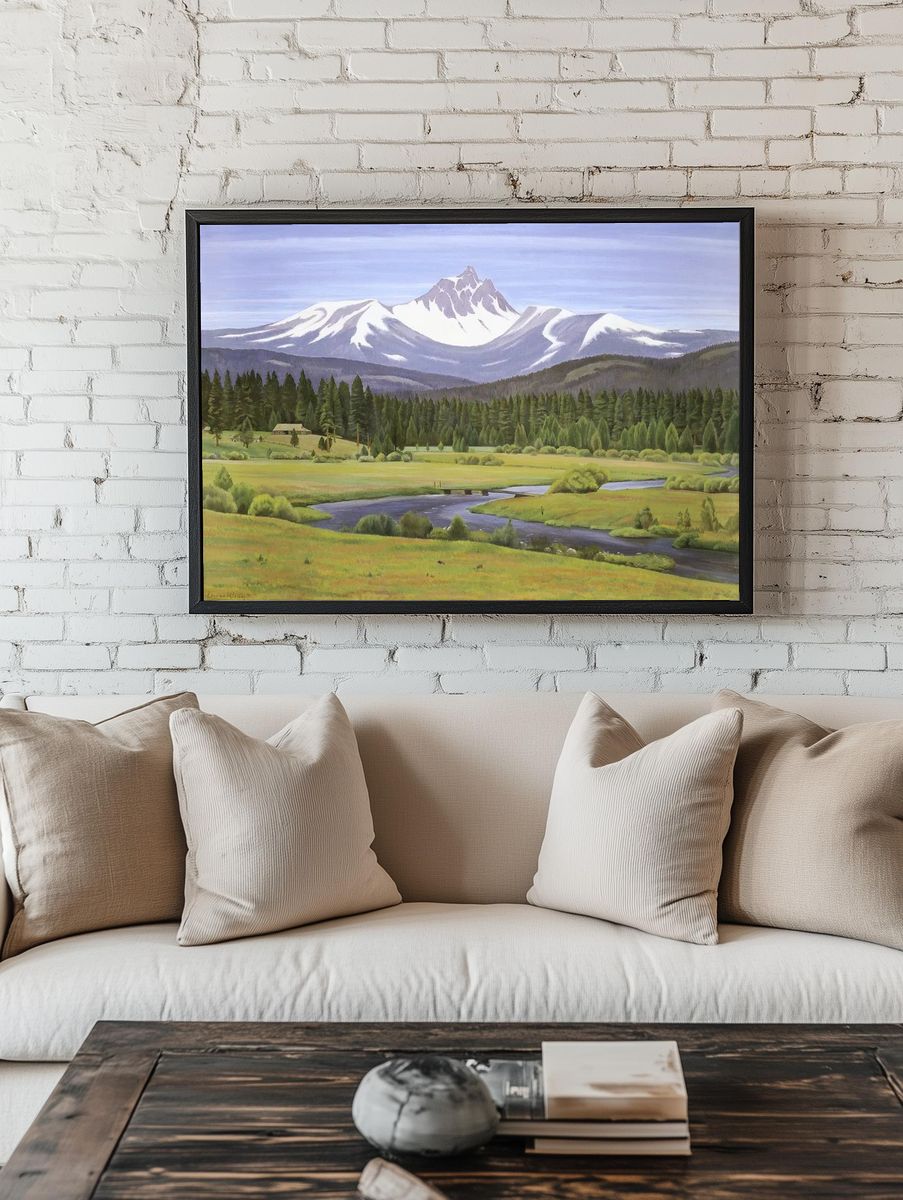 Snowy Mountain Valley Landscape Print room preview