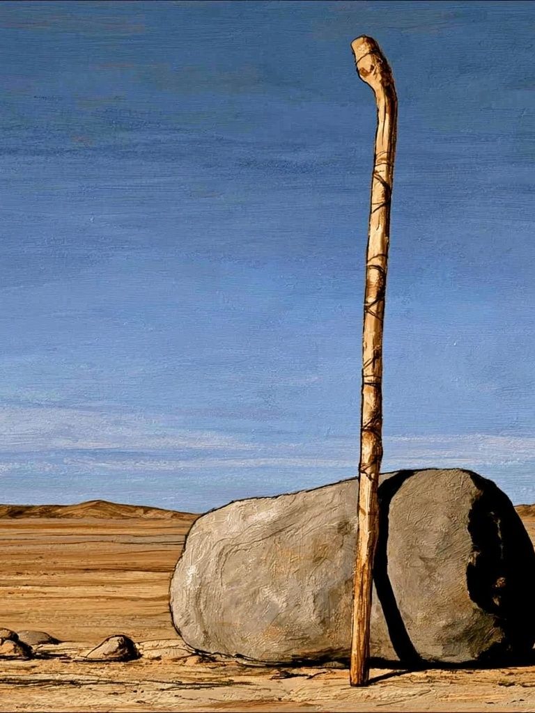 Desert Stone and Staff Print. poster — nature art