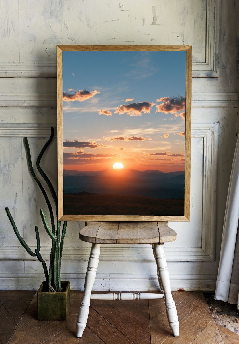 Sunset Mountain Horizon Print. room preview