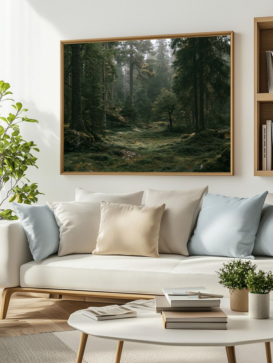 Misty Forest Path Poster. — room view 2