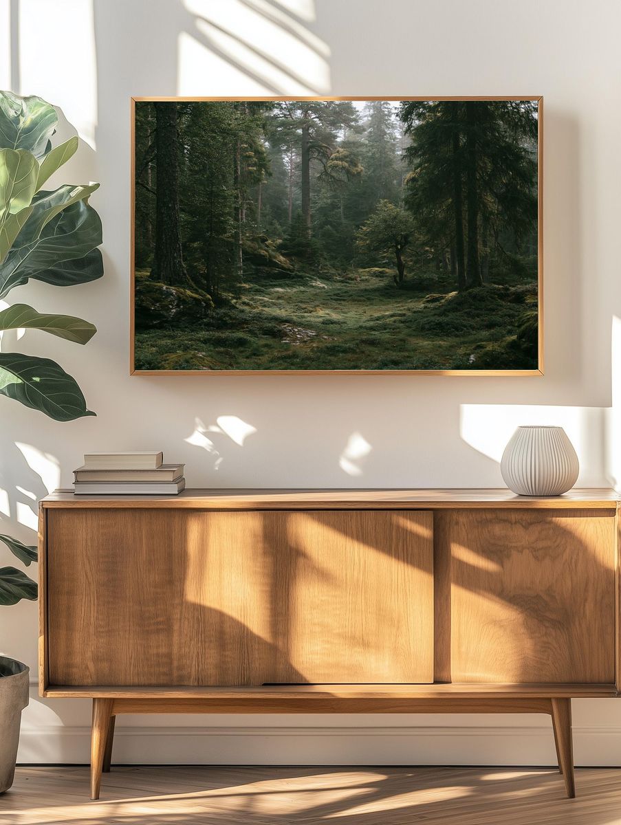 Misty Forest Path Poster. — room view 3