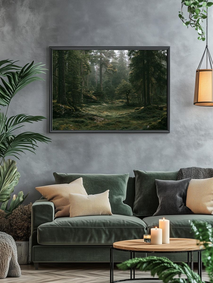 Misty Forest Path Poster. — room view 4
