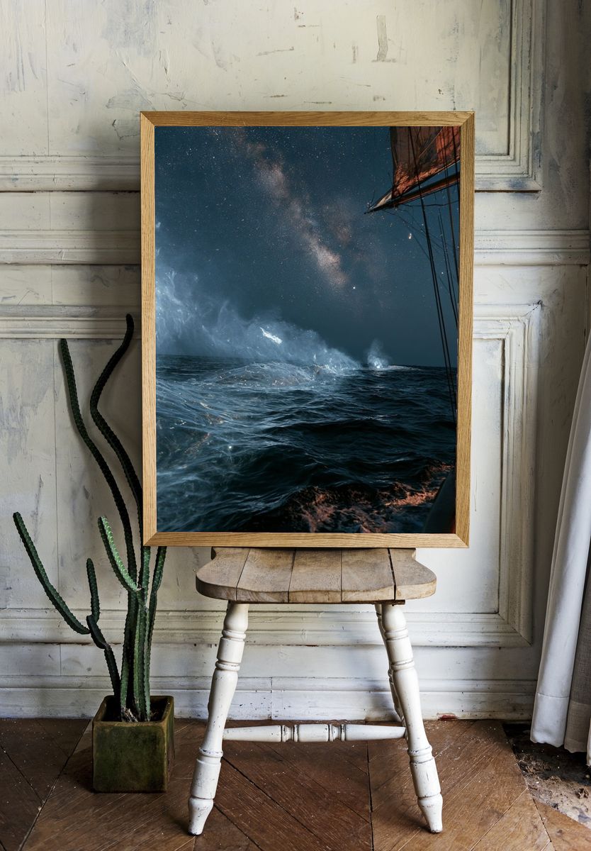 Milky Way Ocean Voyage Print. room preview