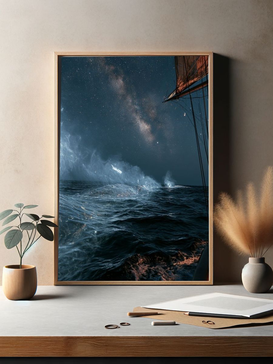 Milky Way Ocean Voyage Print. — room view 2