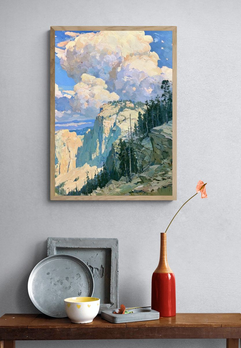 Mountain Canyon Cloudscape Print. — room view 3