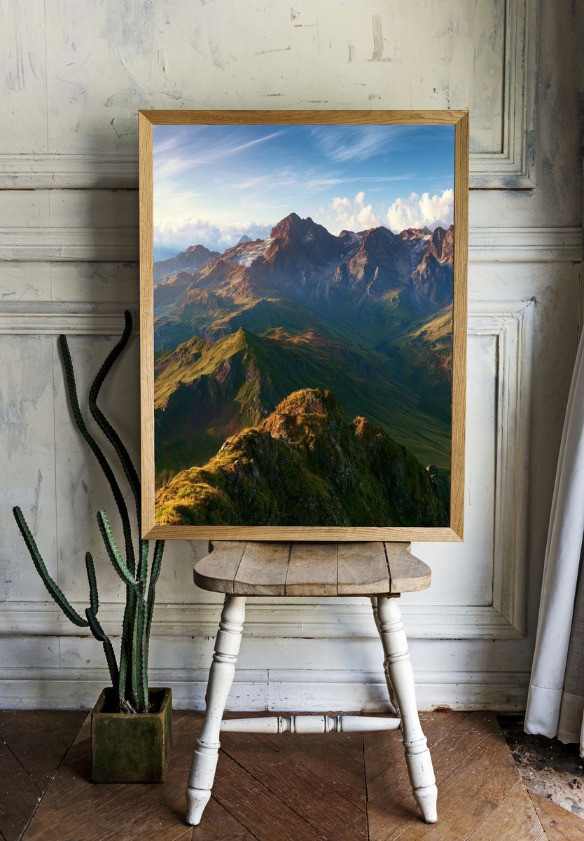 Alpine Mountain Sunrise Poster. room preview
