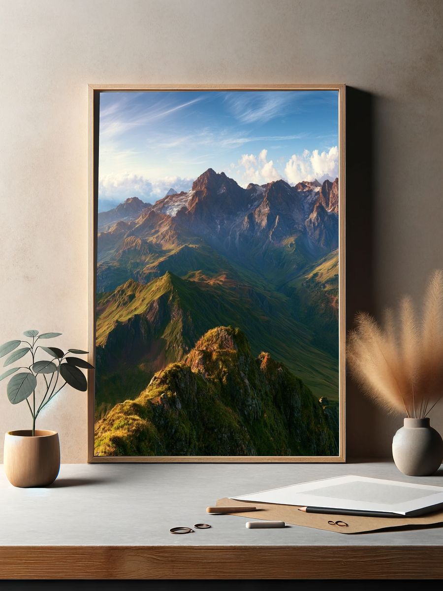 Alpine Mountain Sunrise Poster. — room view 2