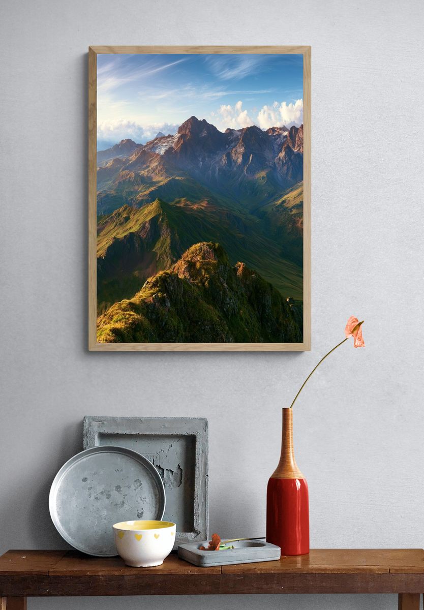 Alpine Mountain Sunrise Poster. — room view 3