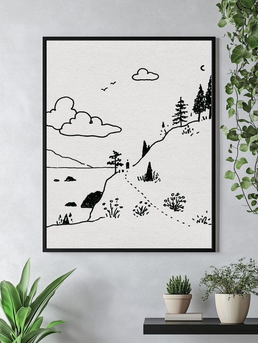 Minimal Mountain Landscape Print. — room view 4