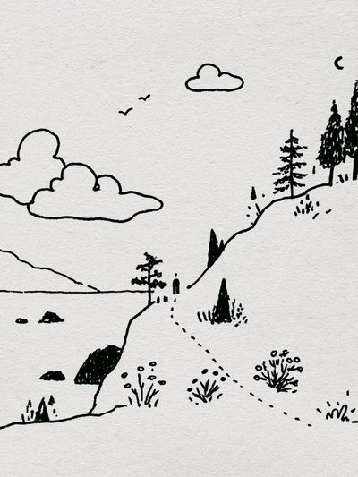 Minimal Mountain Landscape Print. poster