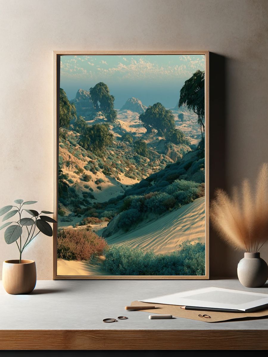 Desert Oasis Landscape Print. — room view 2