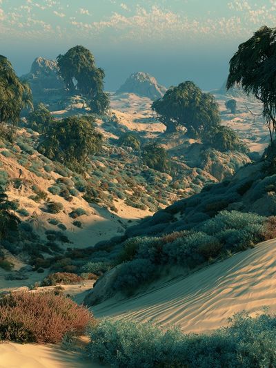 Desert Oasis Landscape Print.
