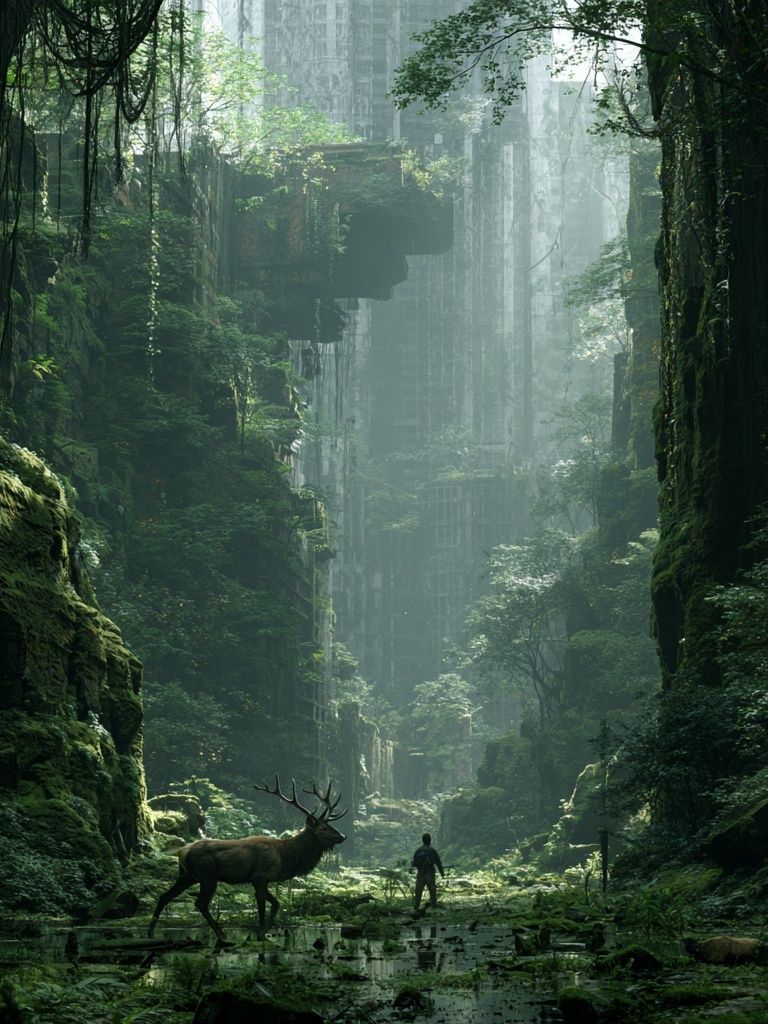 Misty Forest Ruins Poster. poster — nature art