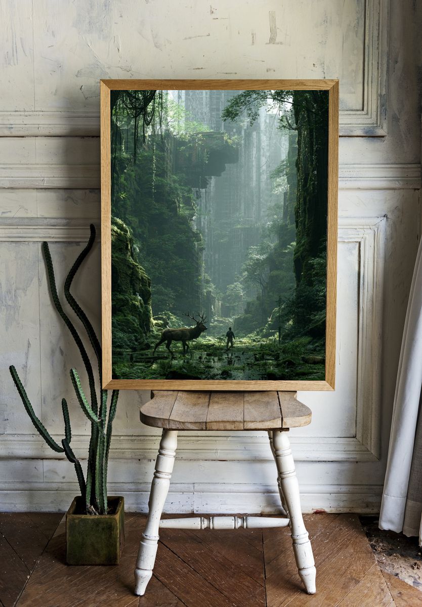 Misty Forest Ruins Poster. — room view 1