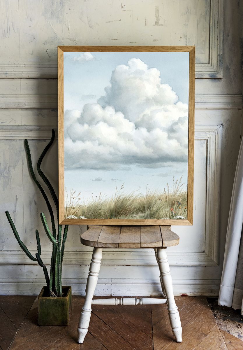 Coastal Dunes Watercolor Print. — room view 1