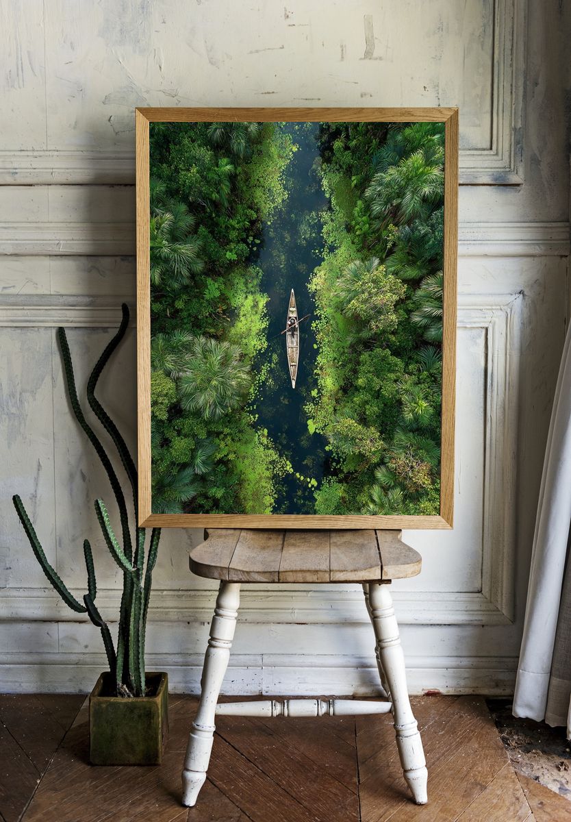 Serene Jungle River — Nature Print room preview