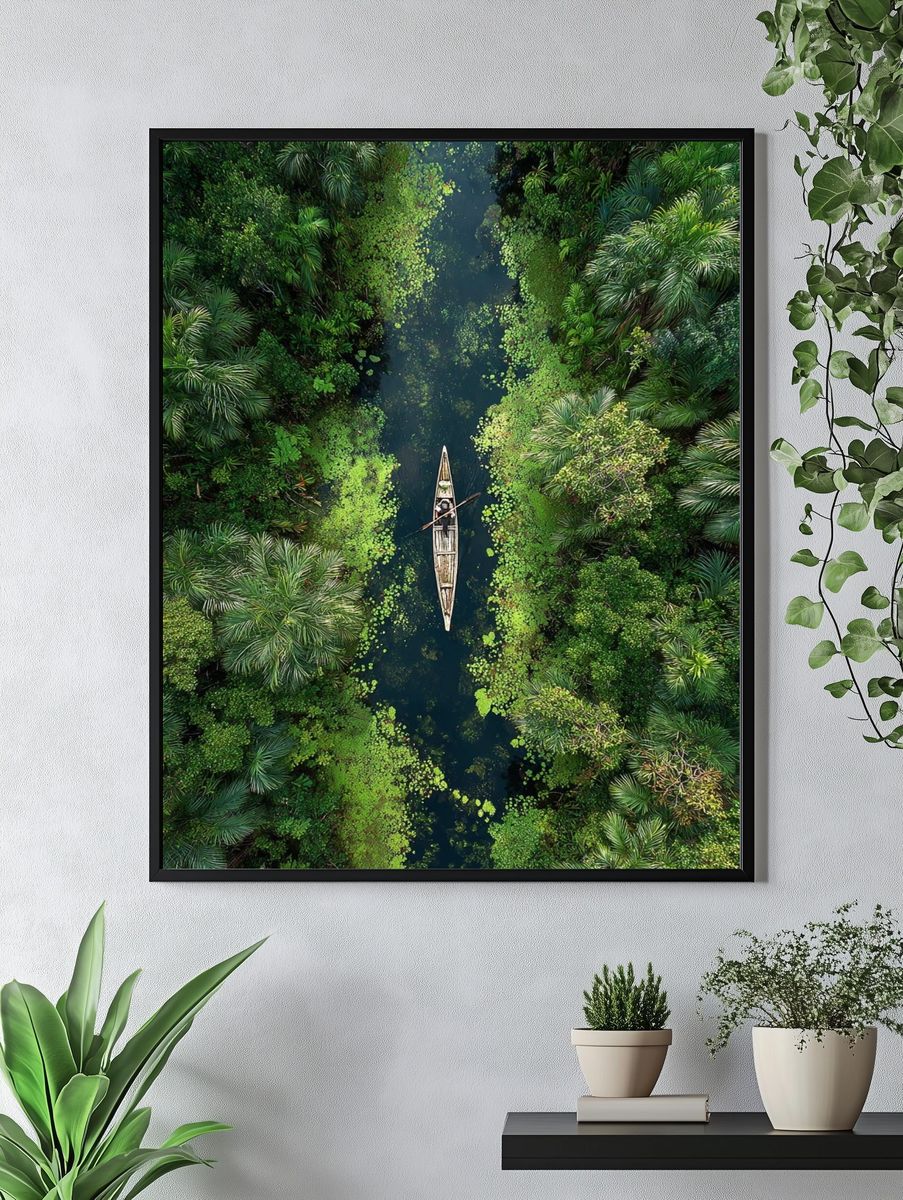 Serene Jungle River — Nature Print. — room view 4