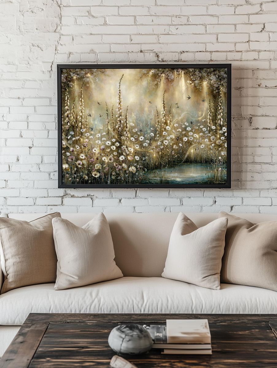 Enchanted Wildflower Meadow Print. room preview