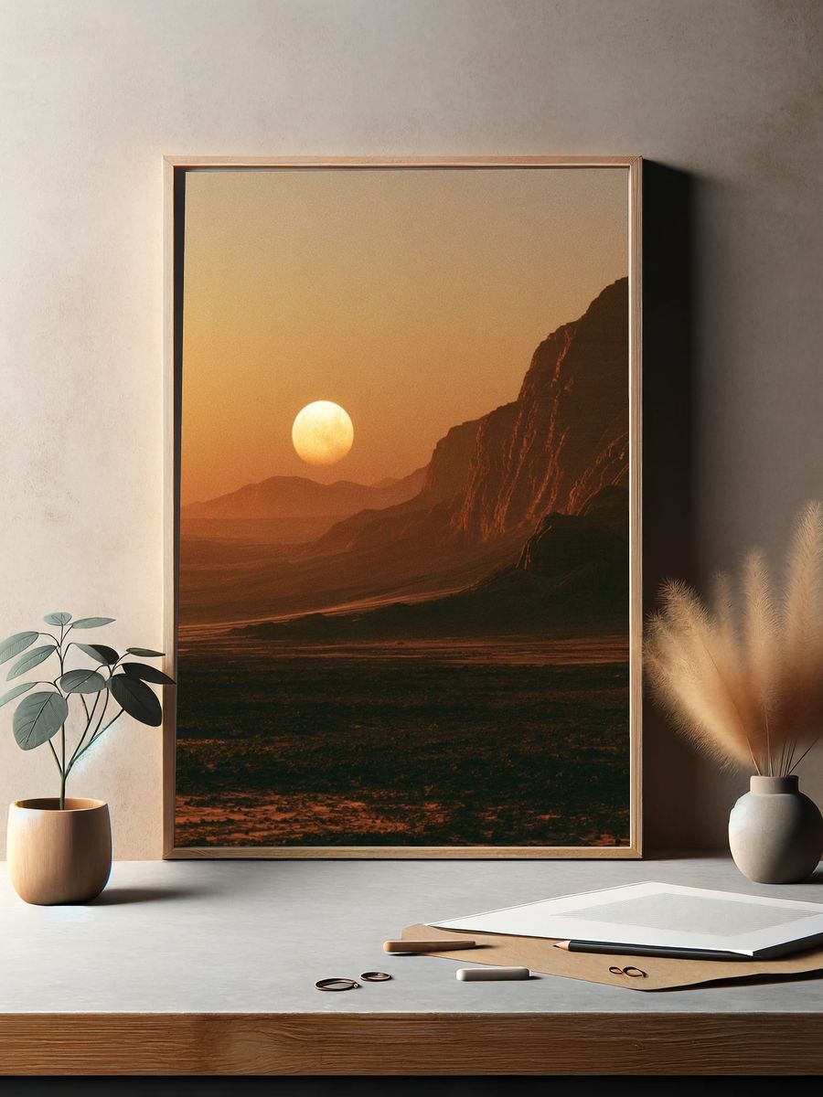 Desert Moonrise Landscape Poster. — room view 2