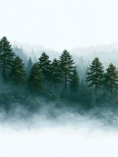 Misty Pine Forest Landscape Poster. poster