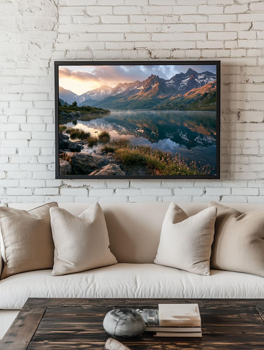 Alpine Lake Sunrise Poster. — room view 1