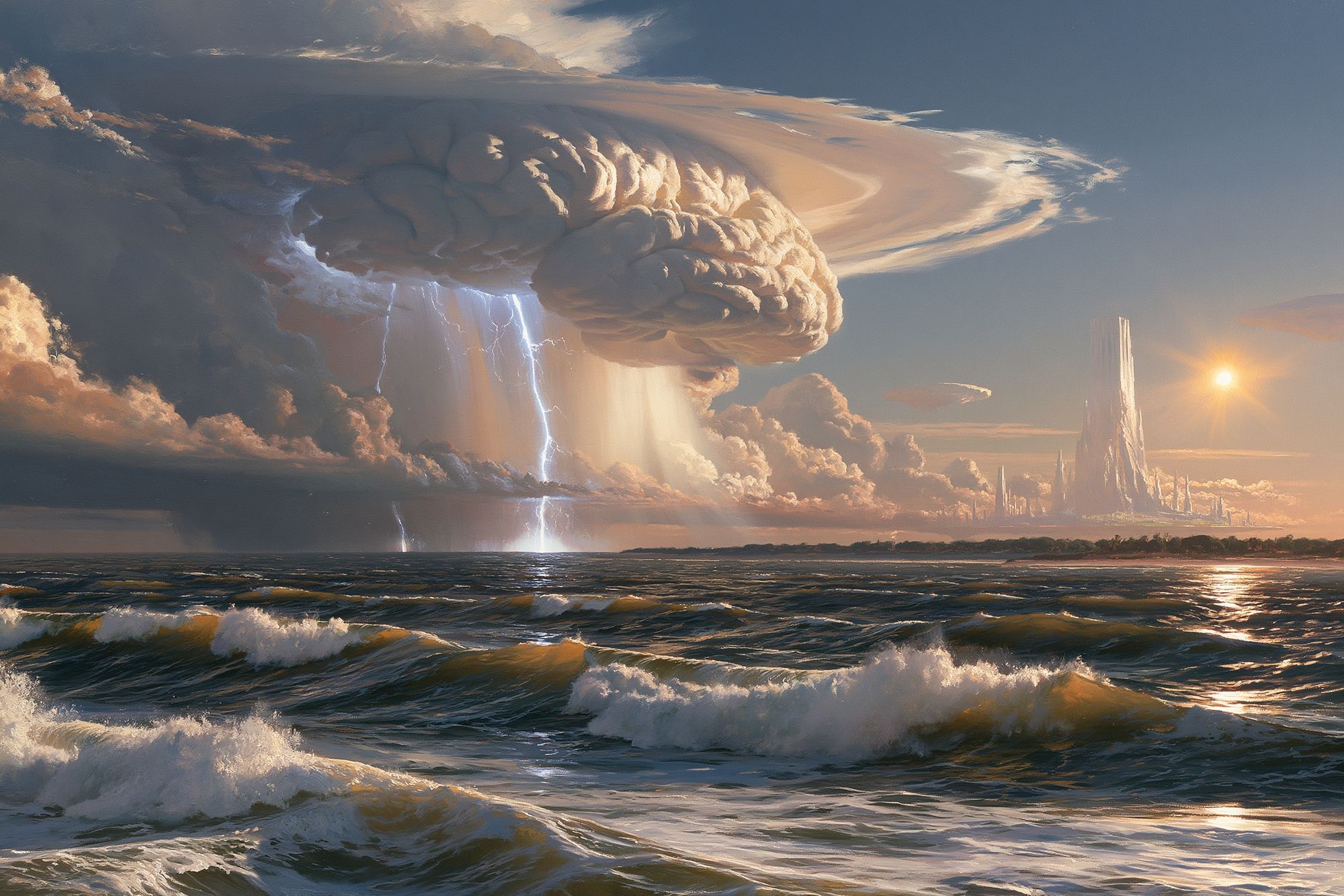 Surreal Storm Over Ocean Print. poster detail