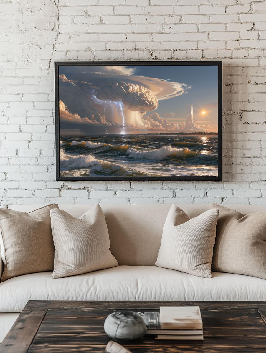 Surreal Storm Over Ocean Print. — room view 1